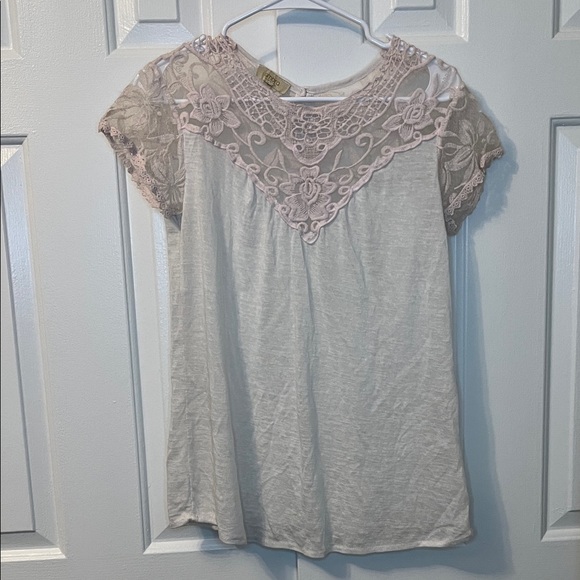 Ambra Tops - Ambra Italy Pale Pink Lace T Shirt Viscose Size S